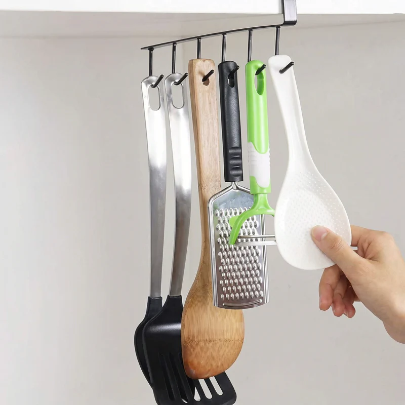 Cabinet Cup Holder Rack – 6 Hooks Hanging Mug Holder for Kitchen, Drilling-Free Cup & Utensil Organizer (Pack of 1) - Image 2
