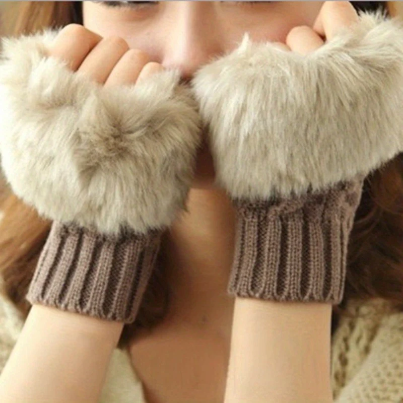 Autumn & Winter Warm Gloves – Women’s Half-Finger Plush Lined Gloves (1 Pair) - Image 4