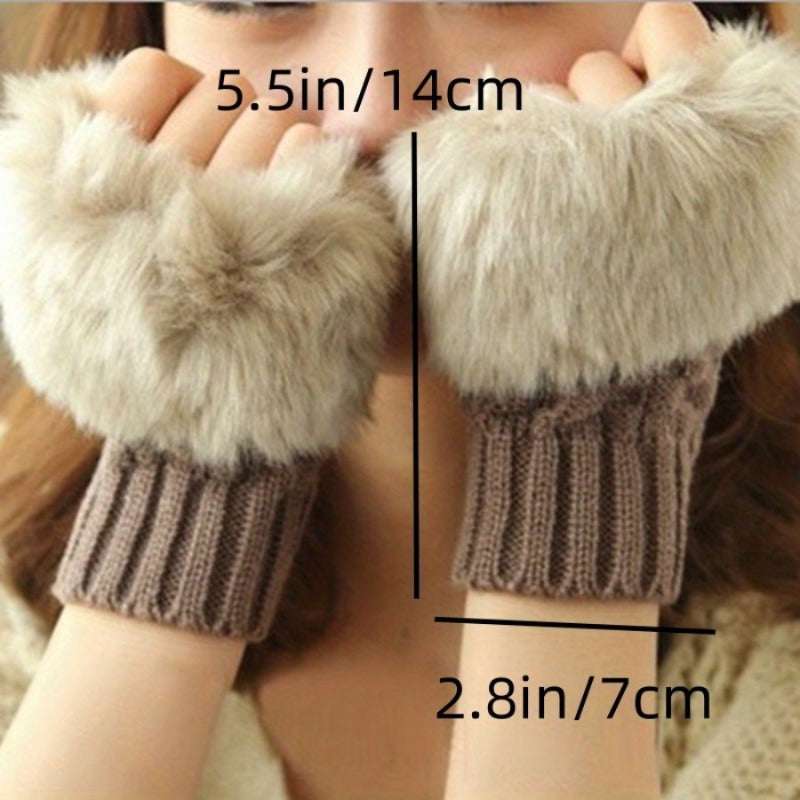 Autumn & Winter Warm Gloves – Women’s Half-Finger Plush Lined Gloves (1 Pair) - Image 6