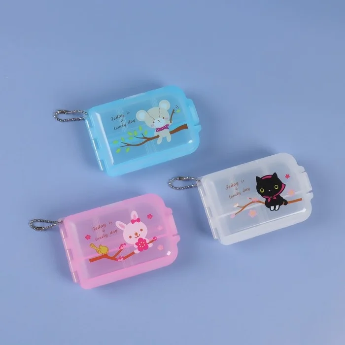 10 Cell Transparent Pill Box – Compact Plastic Medicine Organizer with Random Print for Daily Use - Image 2