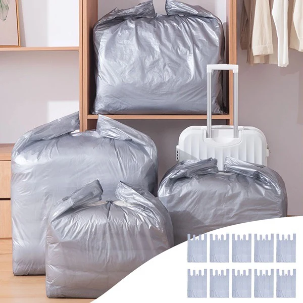 10 Pcs Extra Large Packing Bags (75 × 110 cm) – Heavy-Duty Plastic Storage & Moving Bags with Handles for Quilts, Blankets, Clothes & Luggage