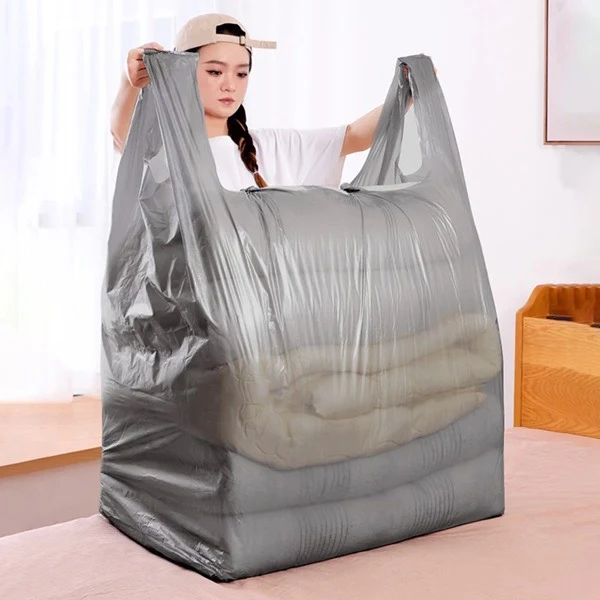 10 Pcs Extra Large Packing Bags (75 × 110 cm) – Heavy-Duty Plastic Storage & Moving Bags with Handles for Quilts, Blankets, Clothes & Luggage - Image 3