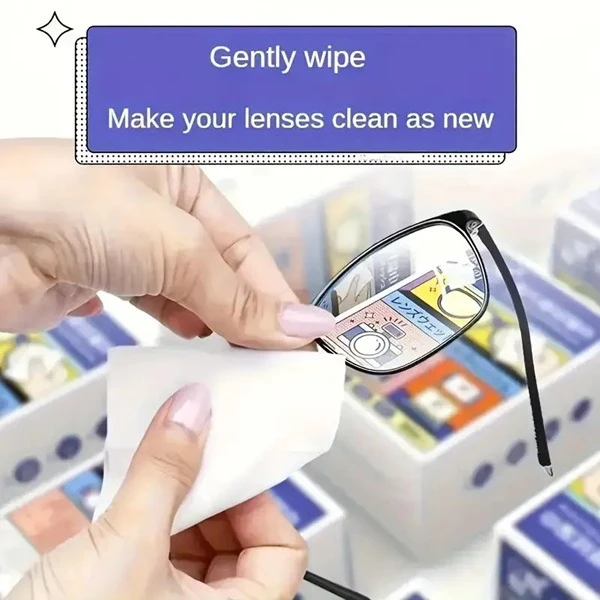 100 Pcs Multipurpose Lens Cleaning Wipes – Anti-Static, Streak-Free Paper Wipes for Glasses, Mobiles, Cameras & Screens (1 Box) - Image 3