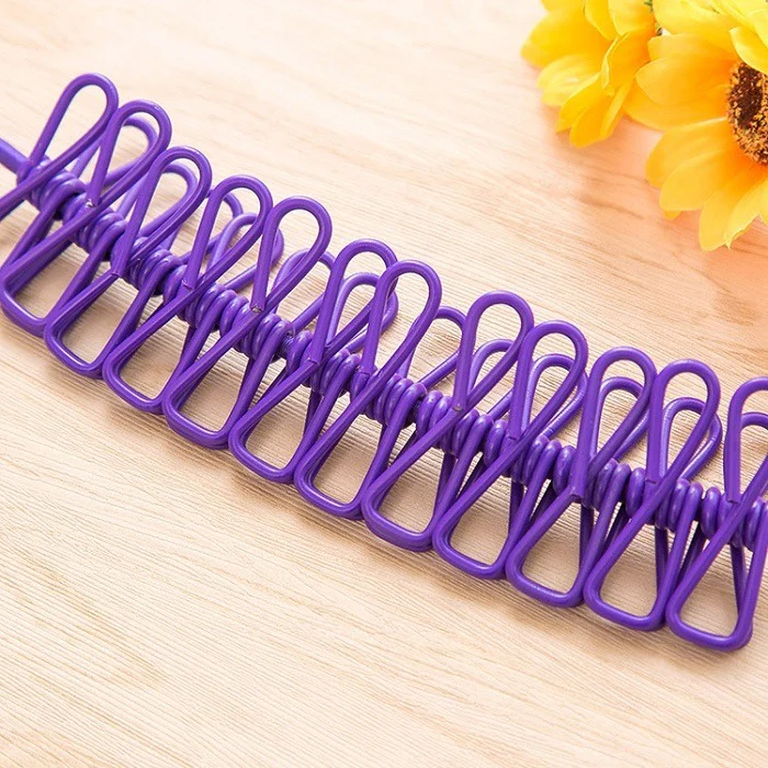 12 Clip Cloth Drying Rope – Strong Nylon Travel Clothesline with Stainless Steel Clips for Indoor & Outdoor Drying (Random color-Pack of 1) - Image 3