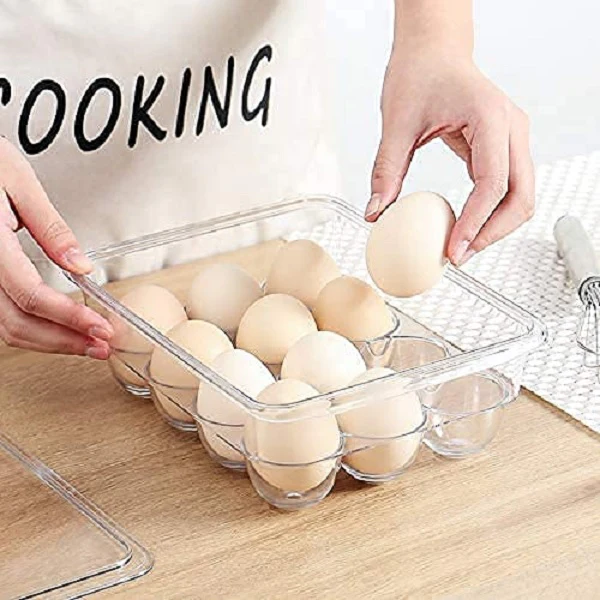 12 Grid Transparent Egg Storage Box With Lid - Image 3