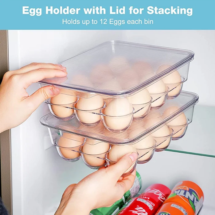 12 Grid Transparent Egg Storage Box With Lid - Image 5