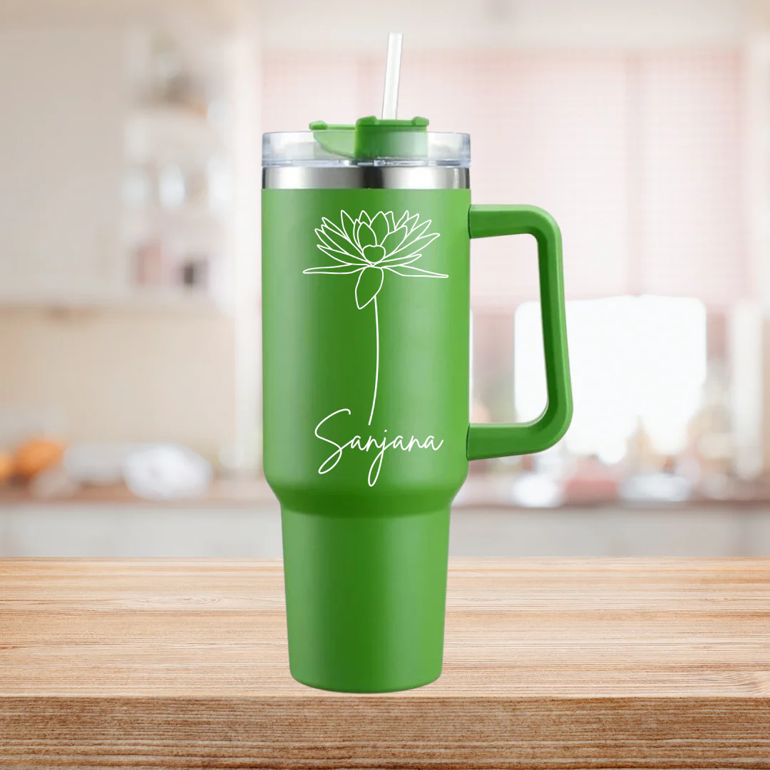 1200ml Customized Tumbler with Name & Special Birth Flower - Image 4