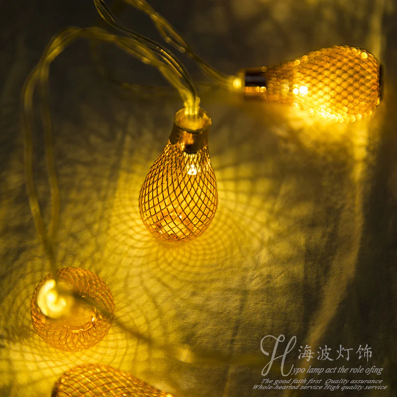 16 LED Golden Metal Raindrop Copper Ball String Lights – Warm Decorative Fairy Lights - Image 4