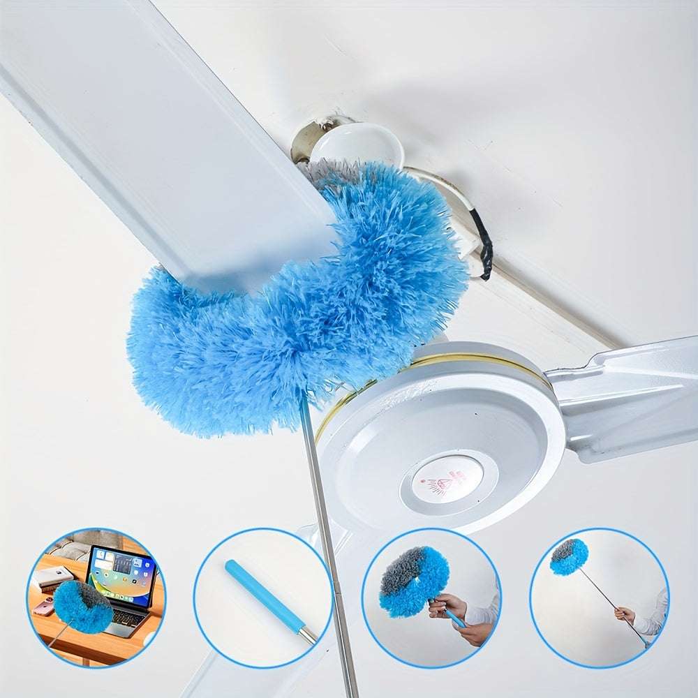 Extendable Telescopic Fan Duster – Flexible Microfiber/Textile Dust Brush for Ceiling Fans, AC Vents & High-Reach Cleaning (Random Color-Pack of 1)