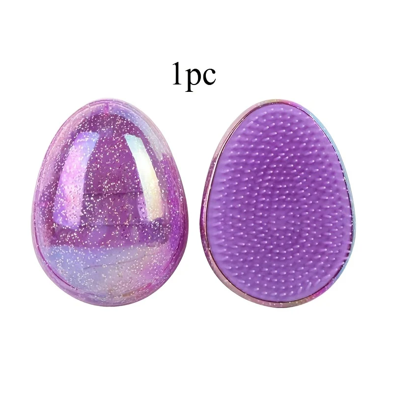 1 Pc Starry Egg-Shaped Hair Brush – Portable Detangling & Styling Brush with Massage Combs( Random Colors) - Image 5