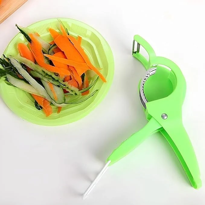 2 in 1 Vegetable & Fruit Multi Cutter, Peeler & Slicer – 5 Blade Stainless Steel Multifunctional Kitchen Tool - Image 4