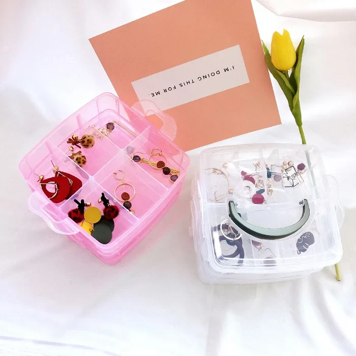 2-Layer 12-Grid Transparent Storage Box – Portable Detachable Organizer for Jewelry, Sewing, Buttons, Earrings, Hair Accessories & More (Pack of 1) - Image 3