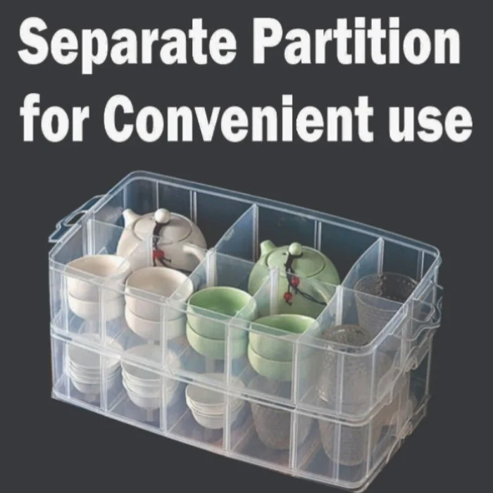2 Layer 20-Grid Organizer Storage Box – Jewellery, Craft & Accessories Container with Removable Dividers | Multipurpose Cosmetic & Vanity Organizer (Random Colour) - Image 8
