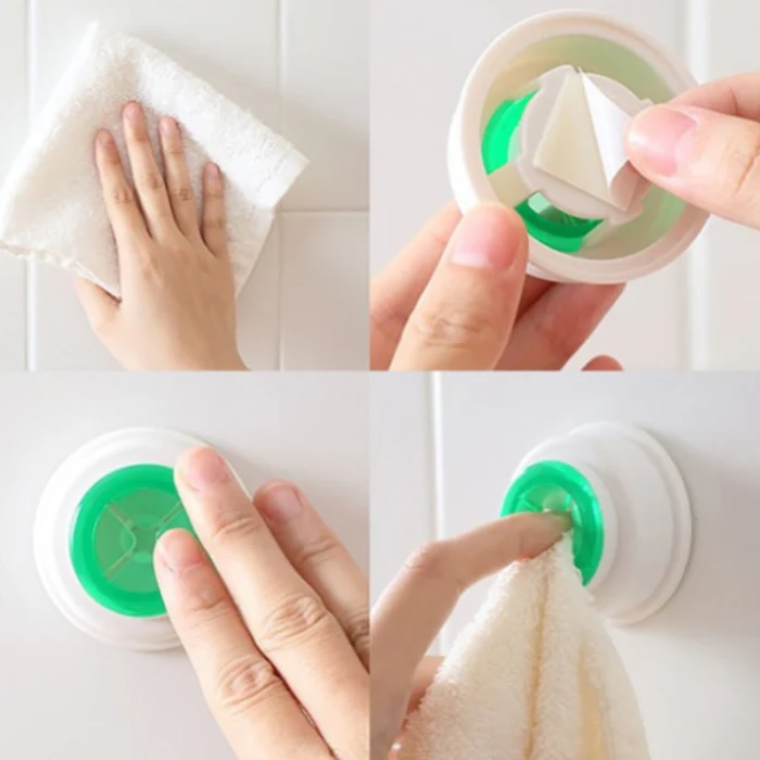 2 Pcs Napkin Holder – Self Adhesive Silicone Towel Hook | Innovative Kitchen & Bathroom Towel Clip Holder (Random color-Pack of 2) - Image 7