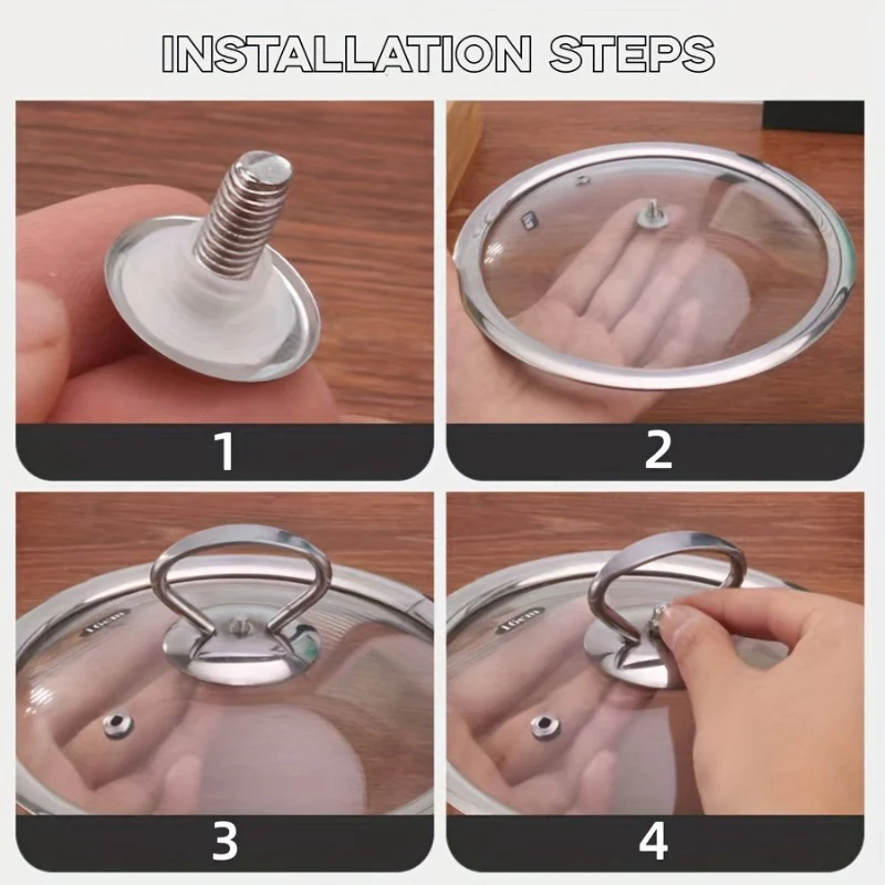2 pcs Stainless Steel Pot Lid Knobs with Silicone Heat-Resistant Grip – Durable Replacement Handles for Cookware - Image 2