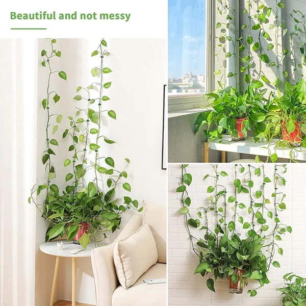 Leaf Shape Plant Climbing Wall Fixture Clips – Green Adhesive Vine Fixing Clips for Indoor & Outdoor Plants (Pack of 20) - Image 4