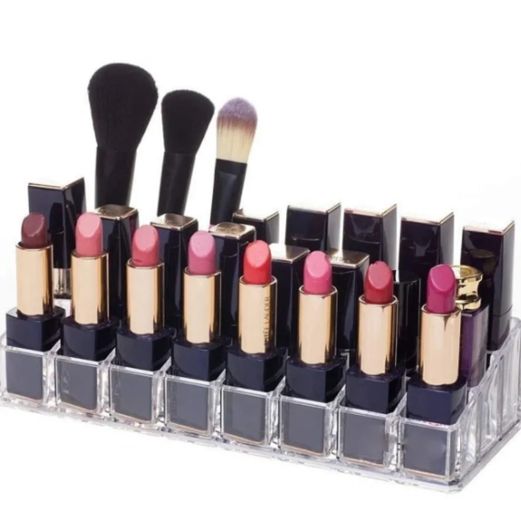 24 Cavity Lipstick Organizer – Transparent Plastic 24 Grid Cosmetic Holder Stand for Lipstick, Lip Gloss & Nail Polish Storage - Image 5
