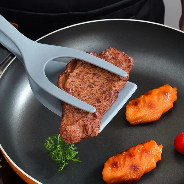 2 in 1 Grip and Flip Spatula Tong Versatile Kitchen Spatula Silicone Egg Flipper Tong Pancake Fish French Toast Omelet making for Home Kitchen Cooking Tool (Random Color) - Image 3