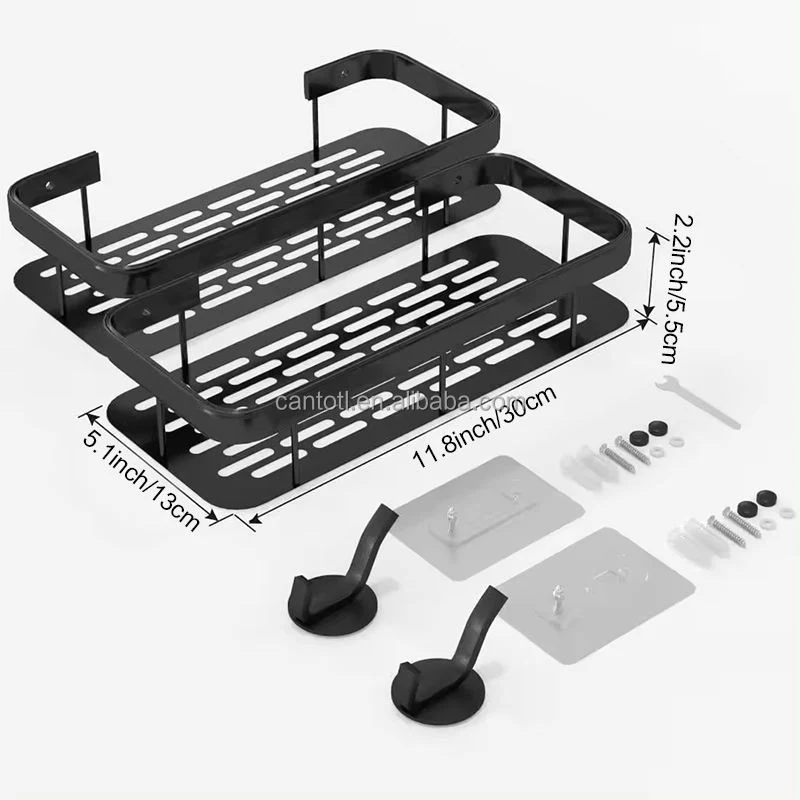Self-Adhesive Wall-Mounted Bathroom Shelves – Space Aluminum Shower Caddy Organizer for Kitchen & Bathroom Essentials(Pack of 1 Pc ) - Image 4