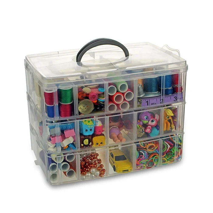 3 Layer – 30 Grid Storage Box | Transparent Plastic Organizer with Adjustable Compartments for Jewelry, Beads, Art & Craft Supplies (Random Color-Pack of 1) - Image 6