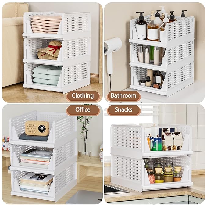 3-Layer Stackable Plastic Storage Organizer – Multipurpose Foldable Rack for Clothes, Toys & More - Image 2