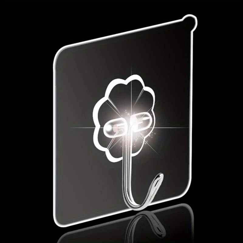 6 Pcs Transparent Self-Adhesive Wall Hook Set – Heavy Duty, Waterproof for Kitchen, Bathroom, and Home Organization - Image 3
