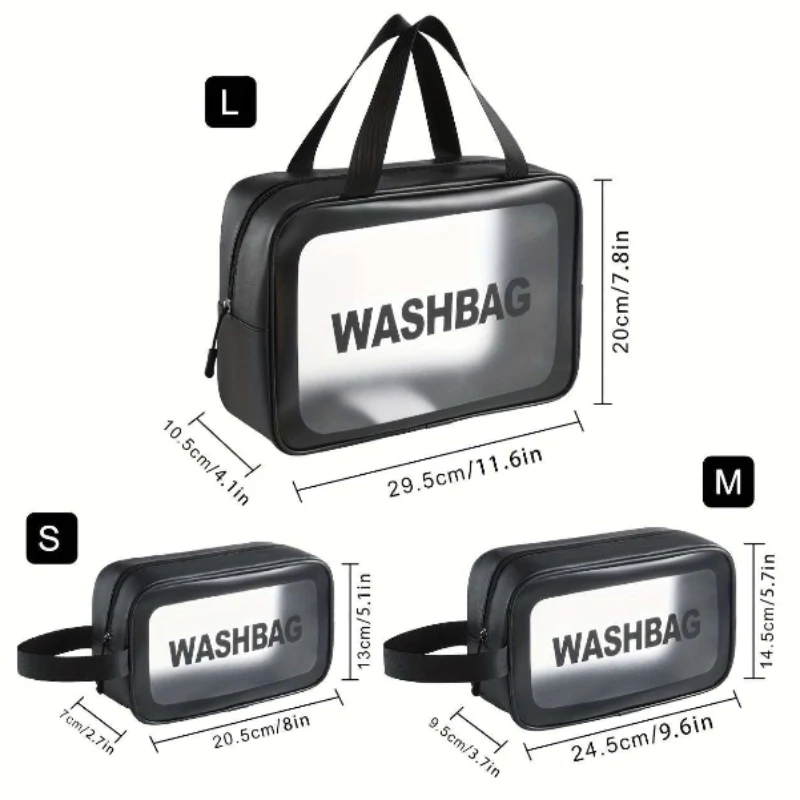 3PCS PVC Waterproof Toiletry Bag Set – Large Capacity Travel Makeup & Cosmetic Organizer for Men & Women - Image 4