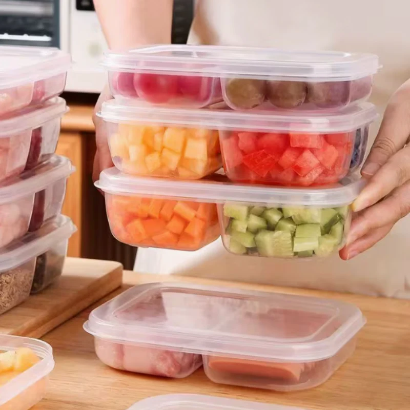 4 Compartment Food-Grade Refrigerator Storage Container – Multi-Compartment Fresh-Keeping Freezer Organizer Box (Pack of 1) - Image 2