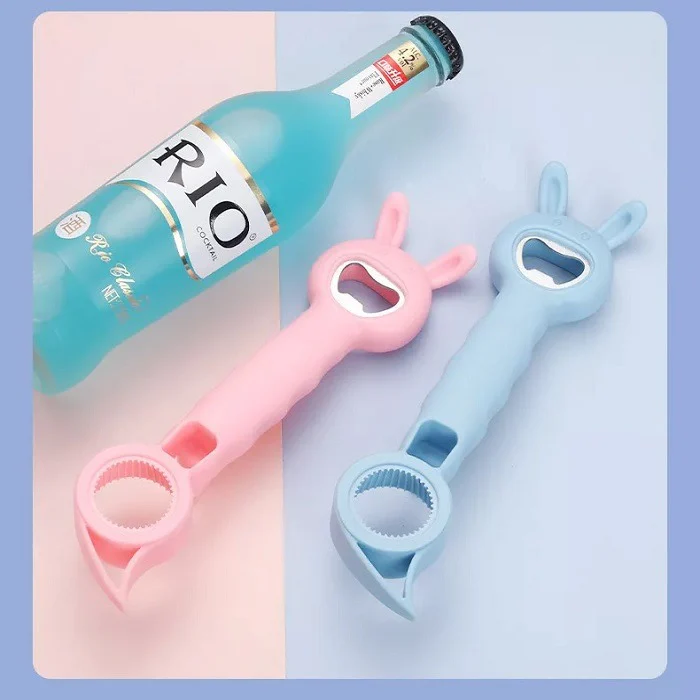 4-in-1 Rabbit Bottle Opener & Can Opener – Multi-Purpose Plastic Corkscrew, Jar Lid Remover & Cap Opener for Kitchen & Bar Use(Random color-Pack of 1) - Image 2