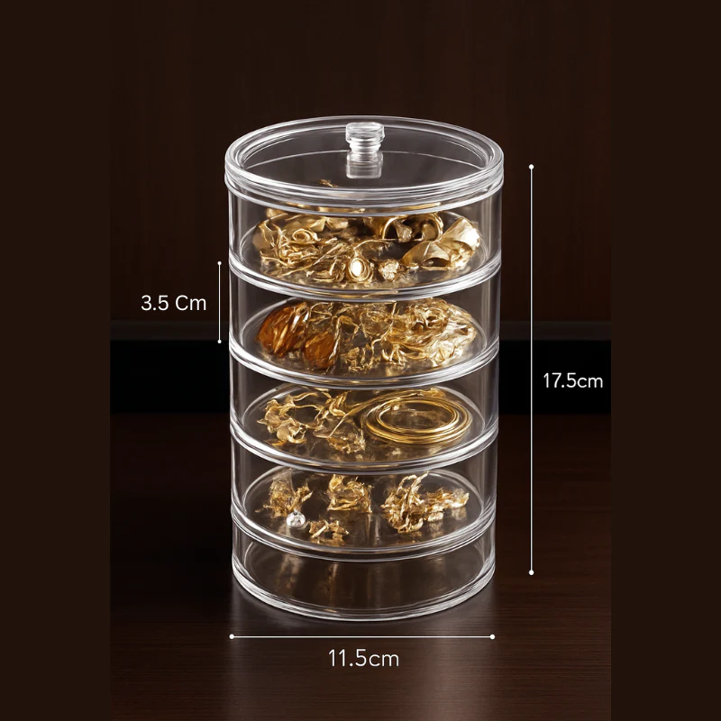 4-Layer Rotating Jewellery Box – Multi-Tier Organizer for Rings, Earrings, Bracelets & Accessories - Image 4