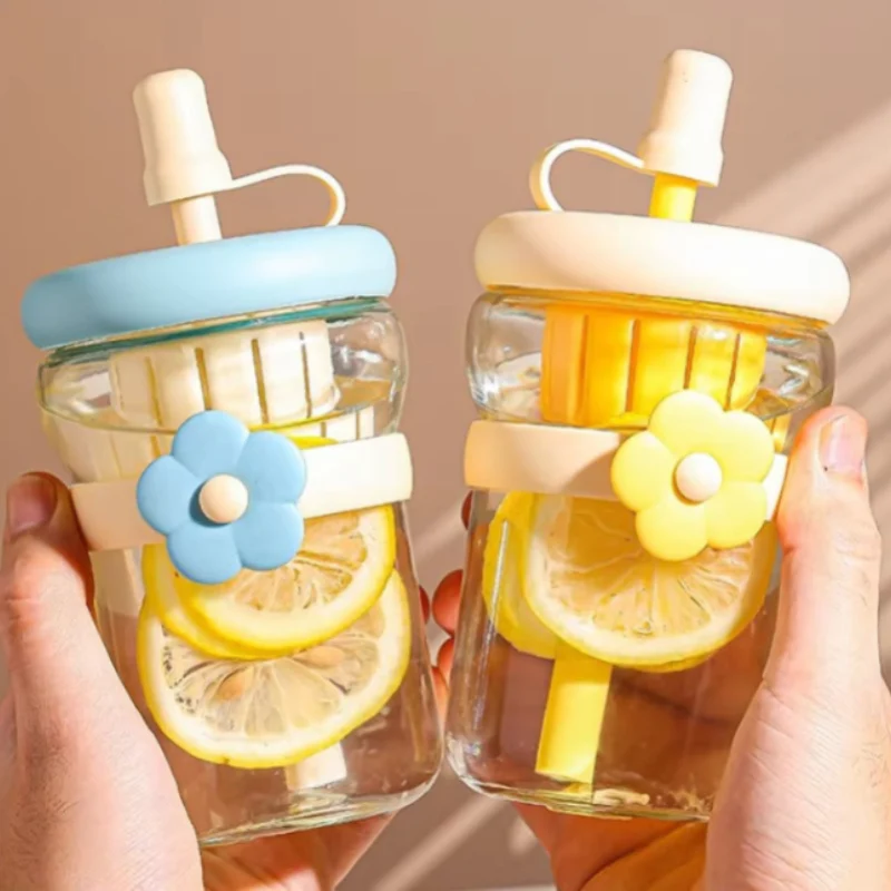 Eco-Friendly Reusable Coffee Glass Mug with Straw – Cute & Fancy Design (Random Color-Pack of 1) - Image 4