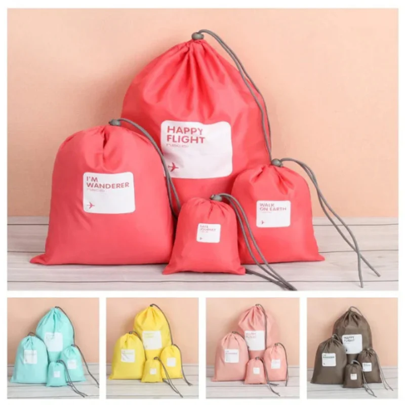 4 Pcs Waterproof Shoe & Laundry Bags – Reusable Nylon Travel Organizer Pouch Set for Shoes, Clothes & Delicates (Random Color) - Image 2