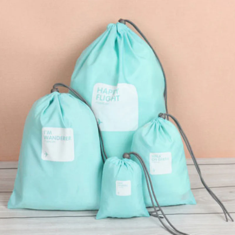 4 Pcs Waterproof Shoe & Laundry Bags – Reusable Nylon Travel Organizer Pouch Set for Shoes, Clothes & Delicates (Random Color) - Image 3