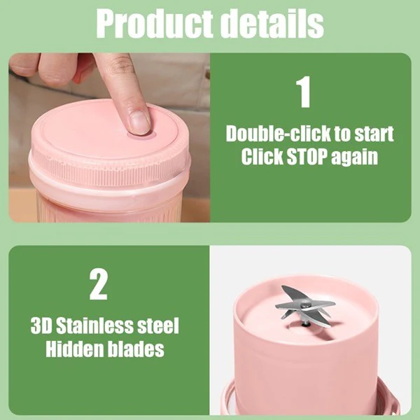 420ml Portable Mini Electric Juicer, Blender, Juicer Bottle Mixer, Juice Maker, Fruit Juicer Machine Electric, USB Rechargeable Personal Mini Juicer - Image 8