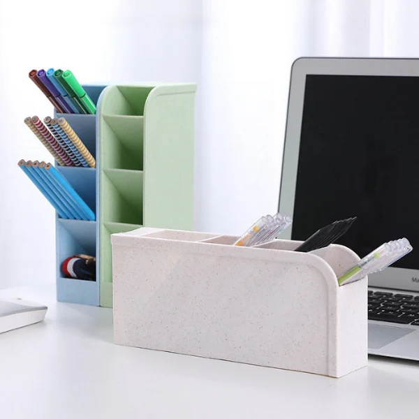 4 Grid Desktop Pen & Cosmetic Holder – Multi-Purpose Desk Organizer for Stationery & Makeup (Random Color-Pack of 1) - Image 5