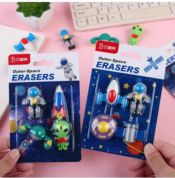 4pcs Astronaut Outer Space Shape Eraser - Image 2