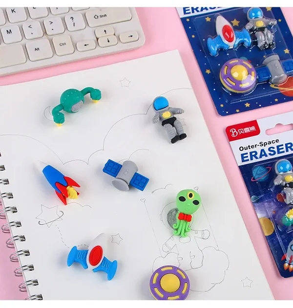 4pcs Astronaut Outer Space Shape Eraser - Image 3