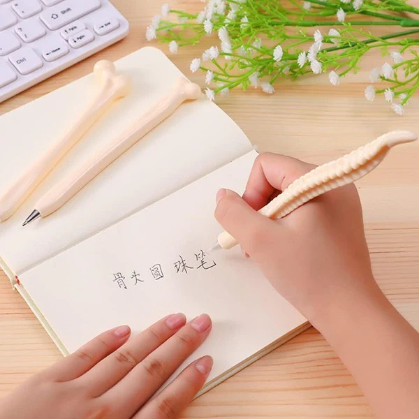 5pcs Skeleton Bone Ball Pen, Bone Shape Ballpoint Pens Finger Skull Bone Pen For Nurse - Image 3