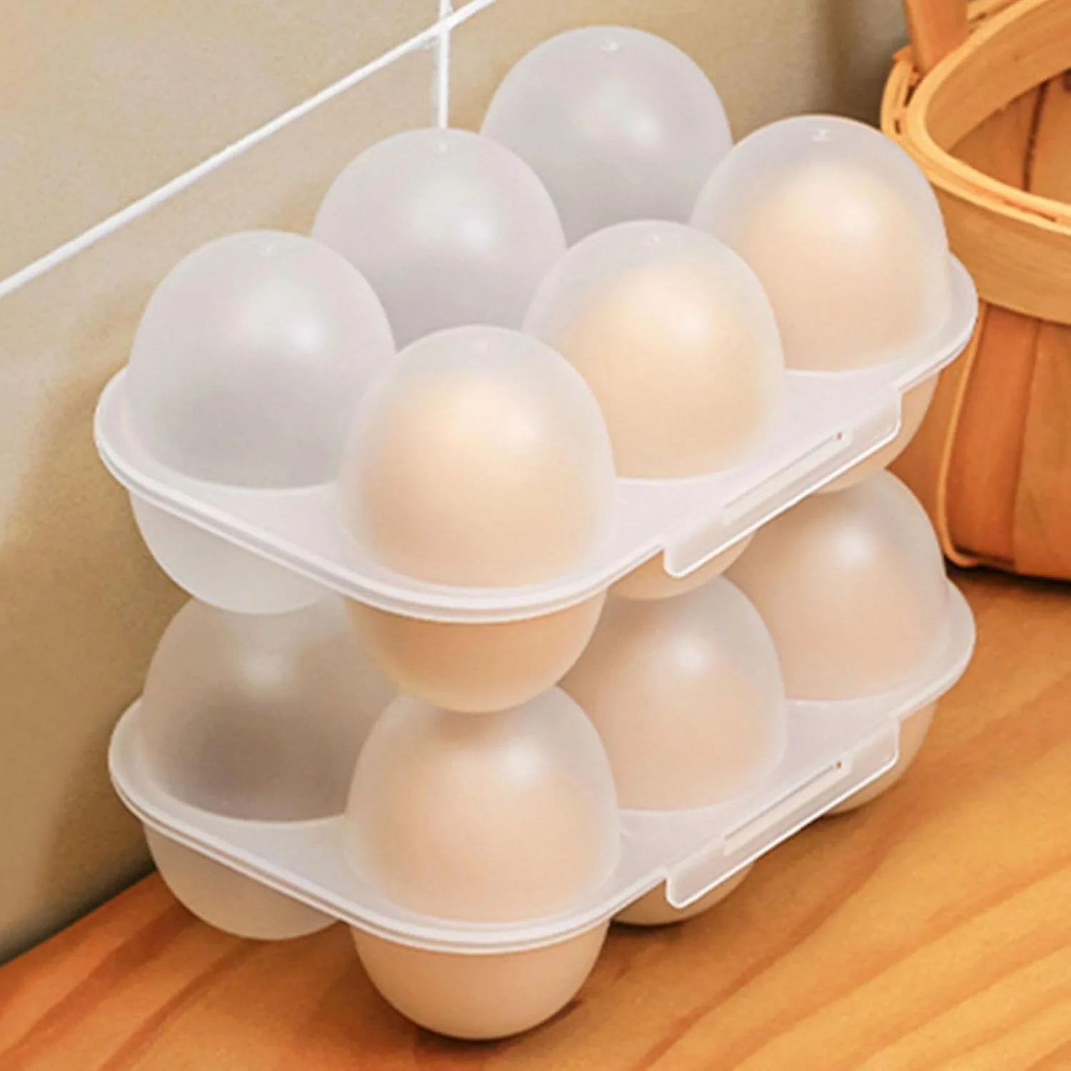 6-Grid Egg Storage Container Box – Stackable Refrigerator Egg Holder with Lid for Kitchen & Travel Use (Pack of 1) - Image 2