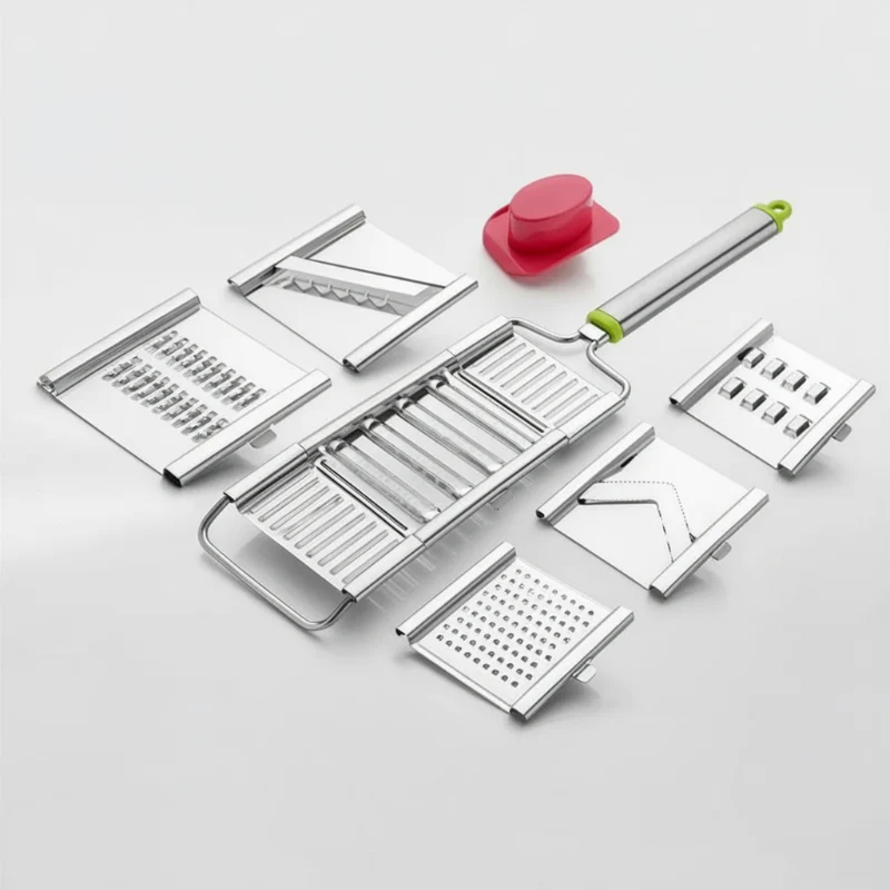 6-in-1 Stainless Steel Kitchen Chopper & Slicer with Handle – Multi-Functional Vegetable & Fruit Cutter