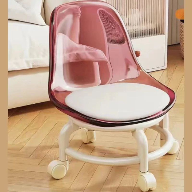 Acrylic Stool Chair with Wheels – Low & Compact Rolling Chair for Home, Office & Salon(Random color-Pack of 1) - Image 3