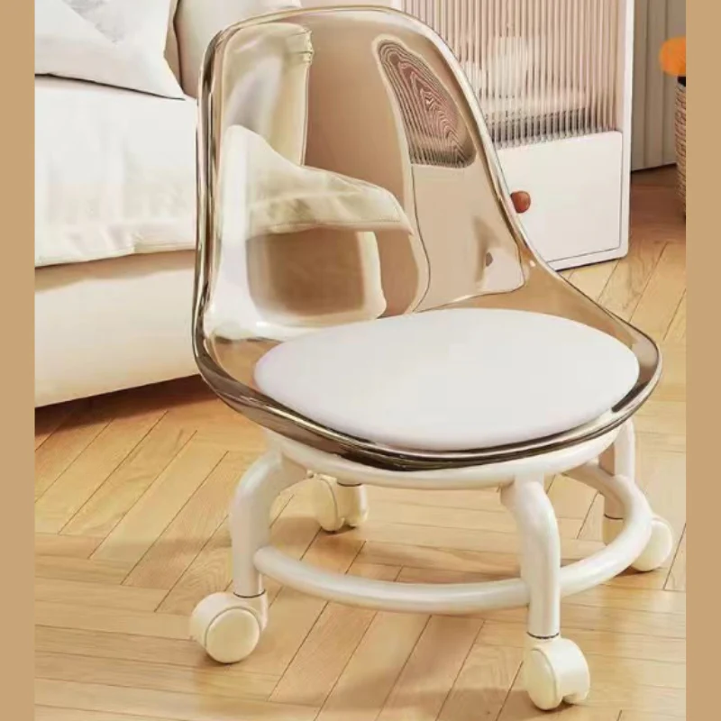 Acrylic Stool Chair with Wheels – Low & Compact Rolling Chair for Home, Office & Salon(Random color-Pack of 1) - Image 4