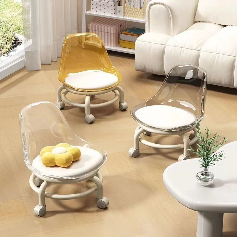 Acrylic Stool Chair with Wheels – Low & Compact Rolling Chair for Home, Office & Salon(Random color-Pack of 1) - Image 5