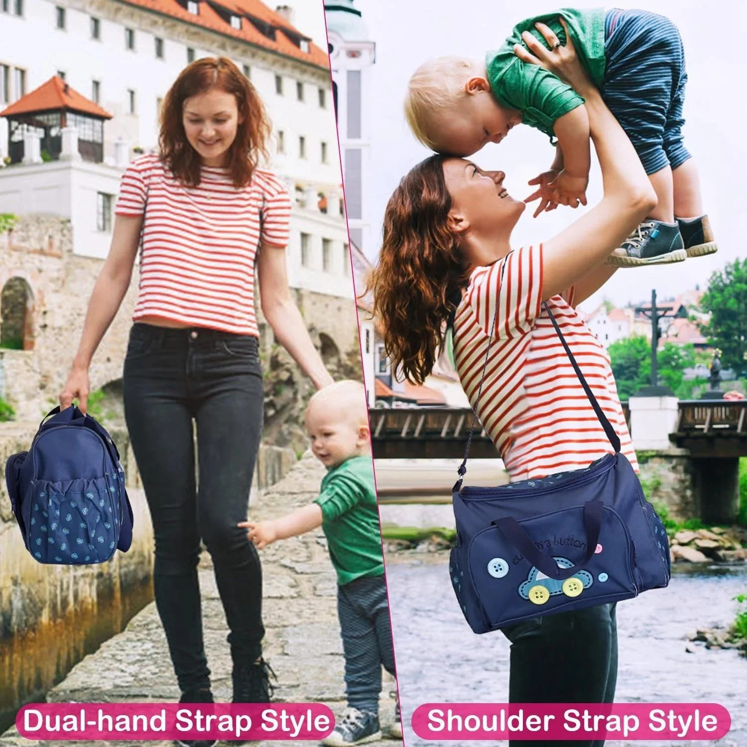 4 Pcs Mummy Diaper Bag Set – Baby Nappy Changing Bag with Handbag, Travel Organizer (Random Color) - Image 9