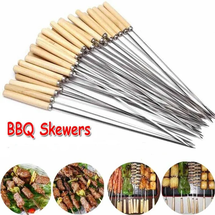 Barbeque Rod Skewers – 12 Pcs Stainless Steel Grill Skewers for BBQ, Kebab, Vegetable & Meat Grilling - Image 2