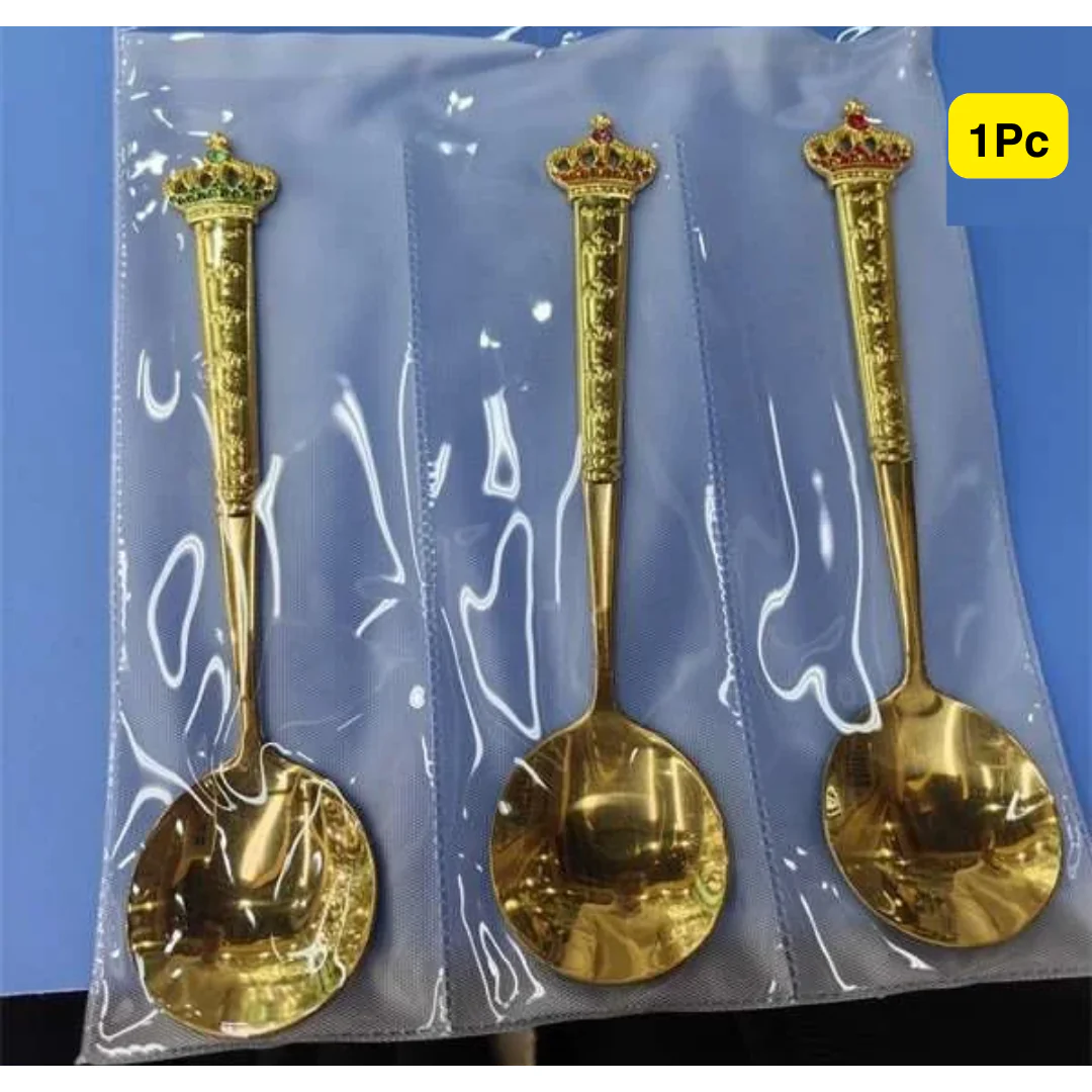 Big Crown Shape Gold Spoon