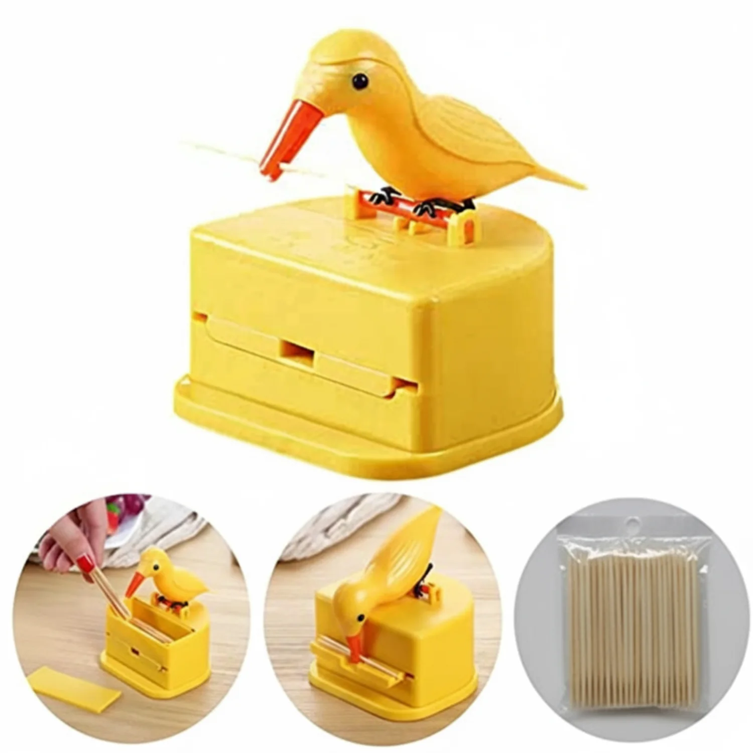 Bird Toothpick Dispenser – Cute Telescopic Automatic Toothpick Holder for Kitchen, Dining, Home & Party (Fun Gift Idea) (Pack of 1)