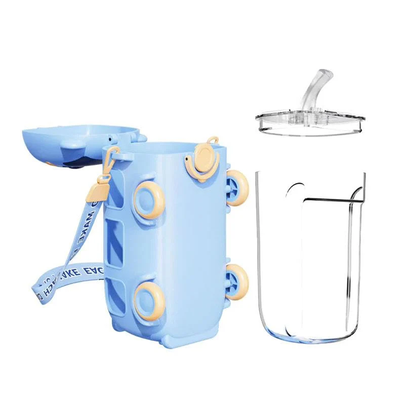 Bus Shape Water Bottle with Wheels – 500 ml Cute Leak-Proof Kids Water Jug with Shoulder Strap & Flip Lid (Random color-Pack of 1) - Image 5