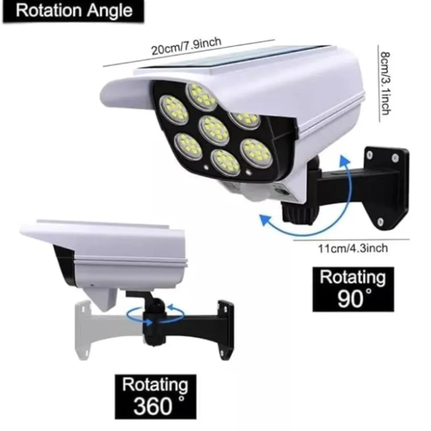 Camera Shape Solar Motion Sensor Light – Outdoor Waterproof LED Security Lamp with 77 LEDs for Home, Garden, Pathway & Wall (Cool White) - Image 2