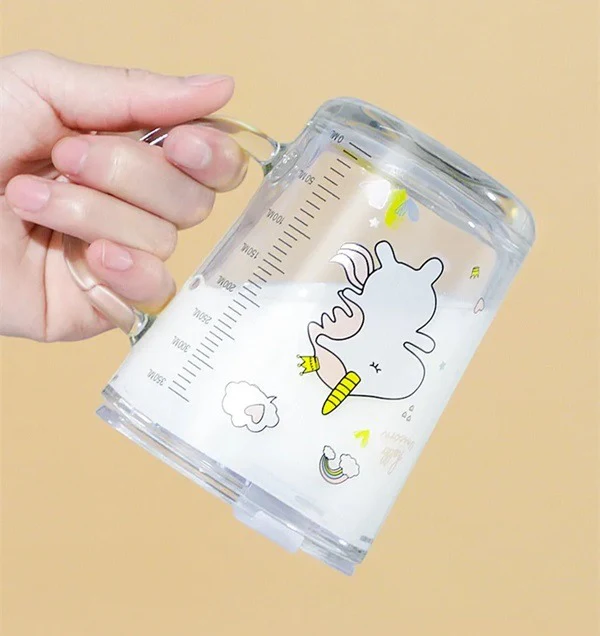 Cartoon Printed Glass Sipper Mug With Silicone Straw - Image 6